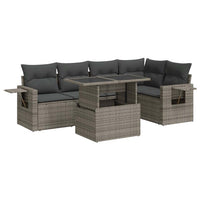 Thumbnail for 6-tlg. Garten-Sofagarnitur mit Kissen Grau Poly Rattan
