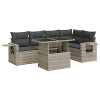 Thumbnail for 6-tlg. Garten-Sofagarnitur mit Kissen Hellgrau Poly Rattan