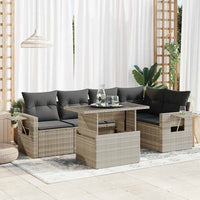 Thumbnail for 6-tlg. Garten-Sofagarnitur mit Kissen Hellgrau Poly Rattan