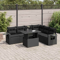 Thumbnail for 7-tlg. Garten-Sofagarnitur mit Kissen Schwarz Poly Rattan