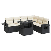 Thumbnail for 7-tlg. Garten-Sofagarnitur mit Kissen Schwarz Poly Rattan