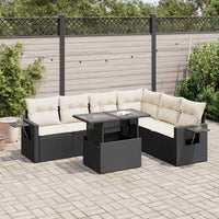 Thumbnail for 7-tlg. Garten-Sofagarnitur mit Kissen Schwarz Poly Rattan