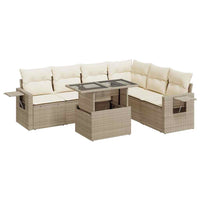 Thumbnail for 7-tlg. Garten-Sofagarnitur mit Kissen Beige Poly Rattan