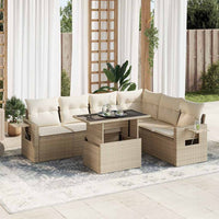 Thumbnail for 7-tlg. Garten-Sofagarnitur mit Kissen Beige Poly Rattan