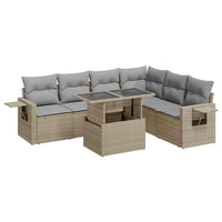 Thumbnail for 7-tlg. Garten-Sofagarnitur mit Kissen Beige Poly Rattan