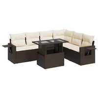 Thumbnail for 7-tlg. Garten-Sofagarnitur mit Kissen Braun Poly Rattan