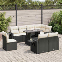 Thumbnail for 9-tlg. Garten-Sofagarnitur mit Kissen Schwarz Poly Rattan