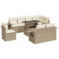 Thumbnail for 9-tlg. Garten-Sofagarnitur mit Kissen Beige Poly Rattan