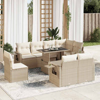 Thumbnail for 9-tlg. Garten-Sofagarnitur mit Kissen Beige Poly Rattan
