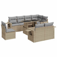 Thumbnail for 9-tlg. Garten-Sofagarnitur mit Kissen Beige Poly Rattan