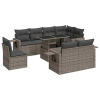 Thumbnail for 9-tlg. Garten-Sofagarnitur mit Kissen Grau Poly Rattan