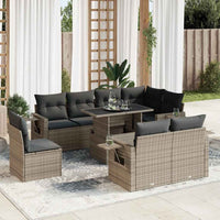 Thumbnail for 9-tlg. Garten-Sofagarnitur mit Kissen Grau Poly Rattan
