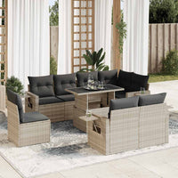 Thumbnail for 9-tlg. Garten-Sofagarnitur mit Kissen Hellgrau Poly Rattan