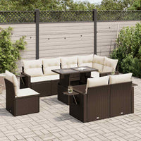 Thumbnail for 9-tlg. Garten-Sofagarnitur mit Kissen Braun Poly Rattan