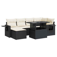 Thumbnail for 7-tlg. Garten-Sofagarnitur mit Kissen Schwarz Poly Rattan