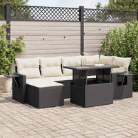 Thumbnail for 7-tlg. Garten-Sofagarnitur mit Kissen Schwarz Poly Rattan