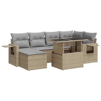 Thumbnail for 7-tlg. Garten-Sofagarnitur mit Kissen Beige Poly Rattan