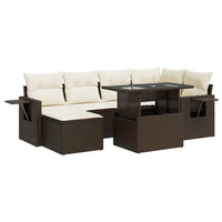 Thumbnail for 7-tlg. Garten-Sofagarnitur mit Kissen Braun Poly Rattan