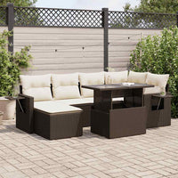 Thumbnail for 7-tlg. Garten-Sofagarnitur mit Kissen Braun Poly Rattan