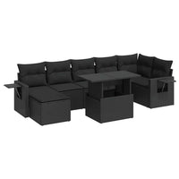 Thumbnail for 8-tlg. Garten-Sofagarnitur mit Kissen Schwarz Poly Rattan