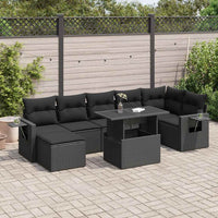 Thumbnail for 8-tlg. Garten-Sofagarnitur mit Kissen Schwarz Poly Rattan