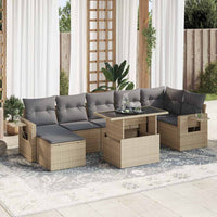 Thumbnail for 8-tlg. Garten-Sofagarnitur mit Kissen Beige Poly Rattan