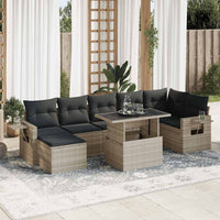 Thumbnail for 8-tlg. Garten-Sofagarnitur mit Kissen Hellgrau Poly Rattan