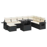 Thumbnail for 9-tlg. Garten-Sofagarnitur mit Kissen Schwarz Poly Rattan