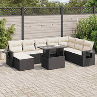 Thumbnail for 9-tlg. Garten-Sofagarnitur mit Kissen Schwarz Poly Rattan