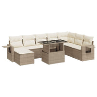 Thumbnail for 9-tlg. Garten-Sofagarnitur mit Kissen Beige Poly Rattan