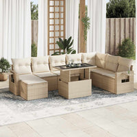 Thumbnail for 9-tlg. Garten-Sofagarnitur mit Kissen Beige Poly Rattan