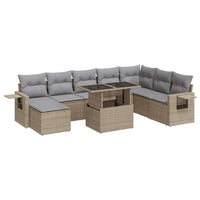 Thumbnail for 9-tlg. Garten-Sofagarnitur mit Kissen Beige Poly Rattan