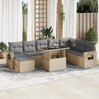 Thumbnail for 9-tlg. Garten-Sofagarnitur mit Kissen Beige Poly Rattan