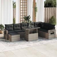 Thumbnail for 9-tlg. Garten-Sofagarnitur mit Kissen Grau Poly Rattan