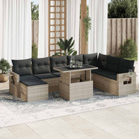 Thumbnail for 9-tlg. Garten-Sofagarnitur mit Kissen Hellgrau Poly Rattan