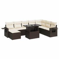 Thumbnail for 9-tlg. Garten-Sofagarnitur mit Kissen Braun Poly Rattan