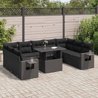 Thumbnail for 10-tlg. Garten-Sofagarnitur mit Kissen Schwarz Poly Rattan
