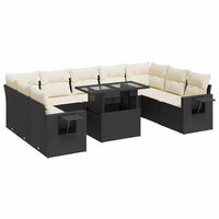 Thumbnail for 10-tlg. Garten-Sofagarnitur mit Kissen Schwarz Poly Rattan