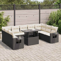 Thumbnail for 10-tlg. Garten-Sofagarnitur mit Kissen Schwarz Poly Rattan