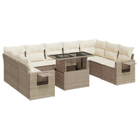 Thumbnail for 10-tlg. Garten-Sofagarnitur mit Kissen Beige Poly Rattan