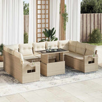 Thumbnail for 10-tlg. Garten-Sofagarnitur mit Kissen Beige Poly Rattan
