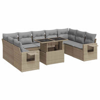 Thumbnail for 10-tlg. Garten-Sofagarnitur mit Kissen Beige Poly Rattan