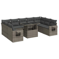 Thumbnail for 10-tlg. Garten-Sofagarnitur mit Kissen Grau Poly Rattan