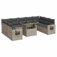 Thumbnail for 10-tlg. Garten-Sofagarnitur mit Kissen Hellgrau Poly Rattan