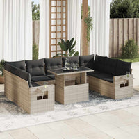Thumbnail for 10-tlg. Garten-Sofagarnitur mit Kissen Hellgrau Poly Rattan