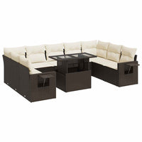 Thumbnail for 10-tlg. Garten-Sofagarnitur mit Kissen Braun Poly Rattan