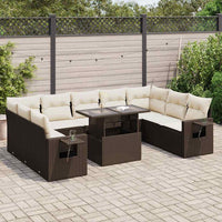 Thumbnail for 10-tlg. Garten-Sofagarnitur mit Kissen Braun Poly Rattan