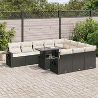 Thumbnail for 11-tlg. Garten-Sofagarnitur mit Kissen Schwarz Poly Rattan