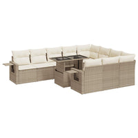 Thumbnail for 11-tlg. Garten-Sofagarnitur mit Kissen Beige Poly Rattan