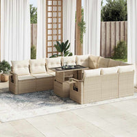 Thumbnail for 11-tlg. Garten-Sofagarnitur mit Kissen Beige Poly Rattan